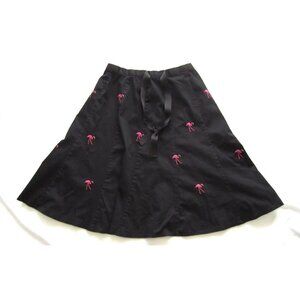 Women Wildlife New York Embroidered Pink Flamingos Skirt Sz 6 (Made in USA) WK16